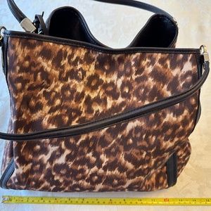 Coach Madison Ocelot Jaquar & Leather Phoebe Brown Shoulder Bag 32410